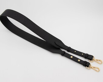 reversible Litchi cowhide adjustable strap black crossbody bag strap shoulder bag strap