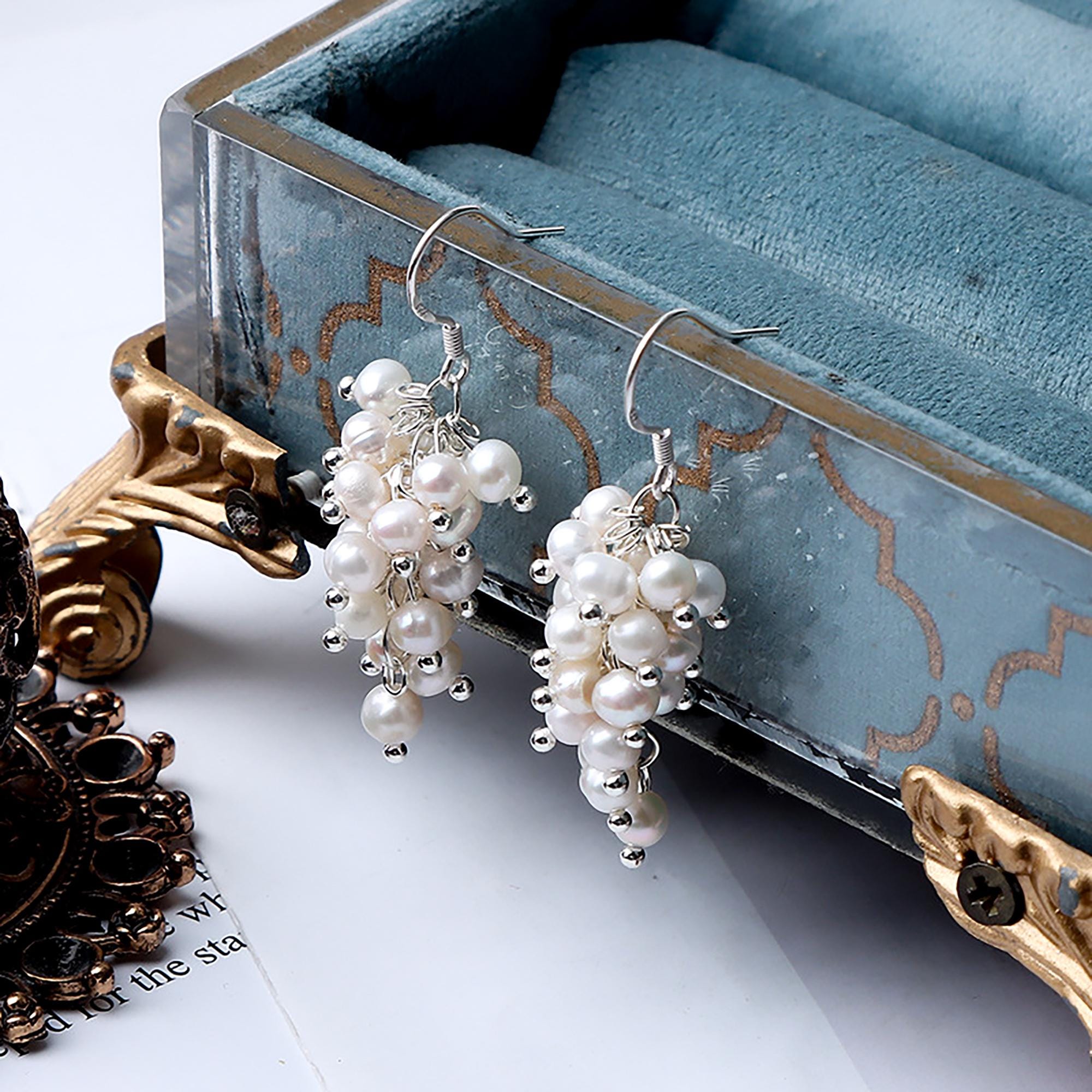 Pearl Grape Earrings - Etsy