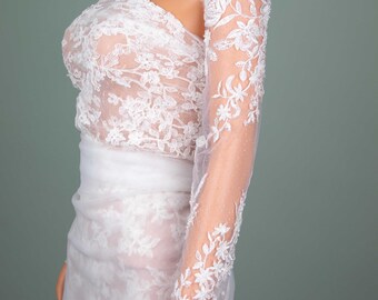 Floral Embroidered Bridal Sleeves – Glitter Tulle, Custom Wedding Sleeves