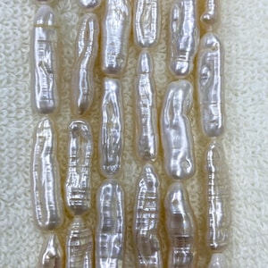 Rectangular Baroque Pipa Beads with High-Gloss Natural Freshwater Biwa Pearls   toothpick Pillar pearl silver bar pearl Strip loose pearl