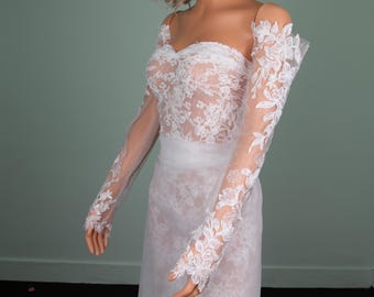 Custom Lace Bridal Sleeves: Fingerless Tulle Wedding Gloves