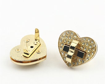 gold diamond heart purse lock fashion twist turn lock for purse bag wallet clutch making locks hardware