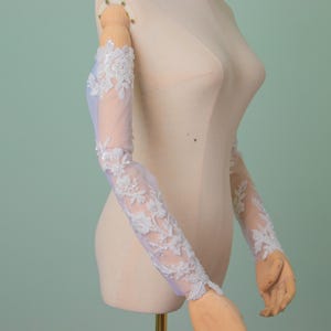 Lace Wedding Dress Sleeves Lace Bridal Sleeves Ivory Fingerless Gloves, Personalized Wedding Sleeves,off-shoulder gloves,Tulle bridal gloves