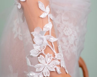 Tight Lace Tulle Bicep Wedding Sleeves Removable Bridal Long Sleeves