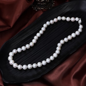 Collar de perlas naturales de agua dulce grandes de 10-11 mm, sin núcleo, con cierre de plata de ley S925, elegante joya con estilo.