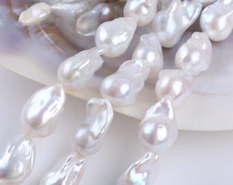 Filo di perle d'acqua dolce barocche da 15-17 mm: perline irregolari a forma di fiamma Boho