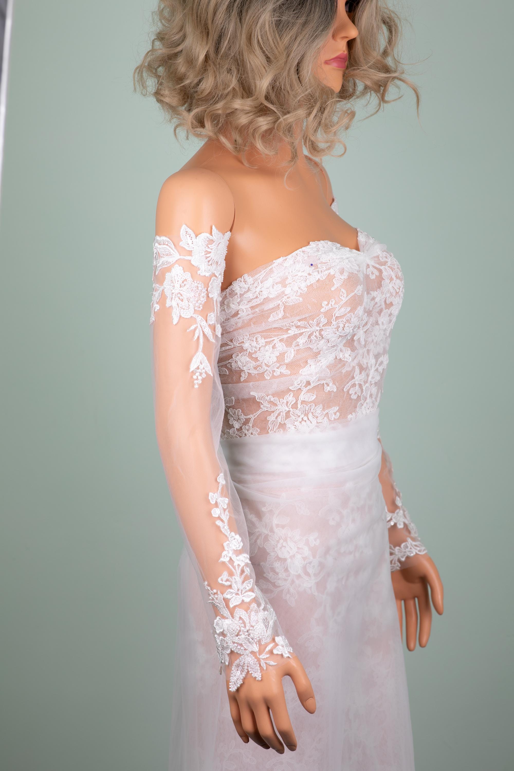 Tight Lace Bicep Bridal Sleeves Detachable Fingerless Gloves - Etsy