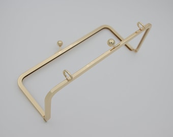 10 pcs  10 inch * 4 inch gold ball kiss lock  purse frame with loop chian hook