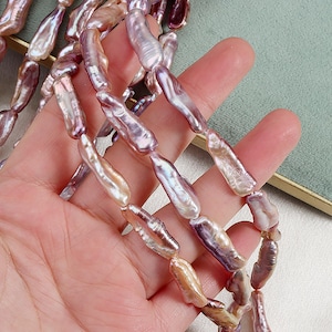 toothpick Pillar pearl Iridescent Natural Freshwater Purple Pear-Shaped Baroque Pearl Beads, DIY Earrings, Necklace Jewelry Loose Beads