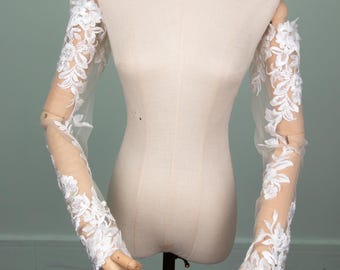 Ivory Floral Lace Bridal Gloves: Vintage Wedding Sleeves