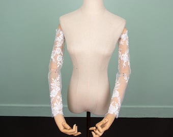 Manches de mariée en dentelle : appliqué en tulle brodé, couvre-bras de mariage amovible