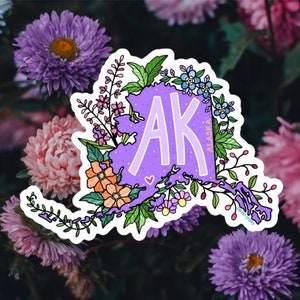 Floral AK State Sticker