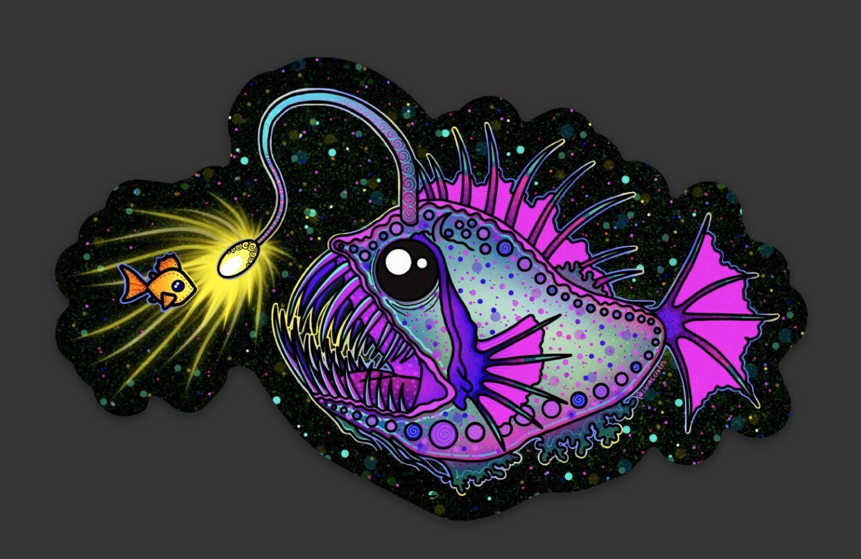Angler Fish Sticker - Etsy