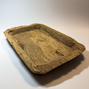 Primitive Hand-Hewn Teak Wood Rustic Weathered Platter Java Indonesia 32cm