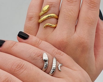 Adjustable Snake Ring | Sterling Silver, Gold & Rose Gold Plated