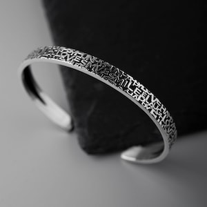 Pulsera de plata 925 para hombre, pulsera minimalista de plata 925 con letras, regalo para él, pulsera ajustable, pulsera de plata oxidada, pulsera para hombre