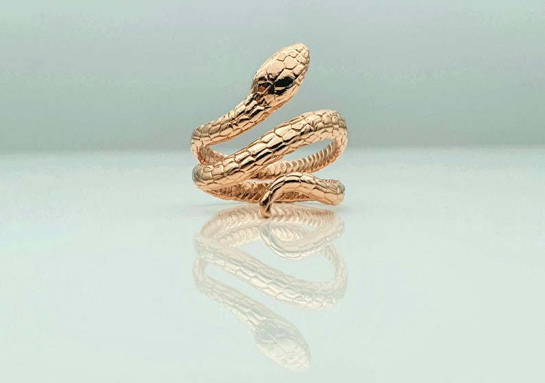 Rose Gold Plated Snake Ring Adjustable Ring Number Animal Ring Gold Plated Silver Plated Snake Ring for Women Silver 925