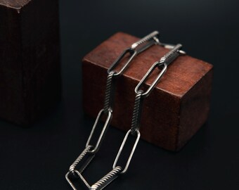 Oxidized Sterling Silver Bracelet for Men – Minimalist Chain, Handmade