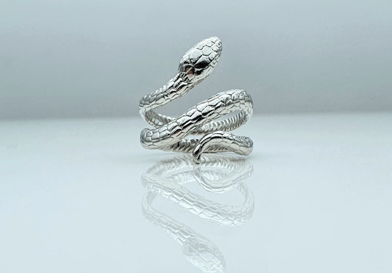 Rose Gold Plated Snake Ring Adjustable Ring Number Animal Ring Gold Plated Silver Plated Snake Ring for Women Silver 925