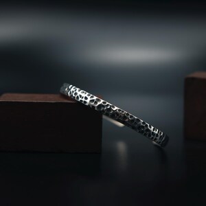 Forged Oxidized Silver 925 Bracelet for Men – Adjustable Minimalist Sterling Silver Jewelry for Daily Wear & Special Occasions
