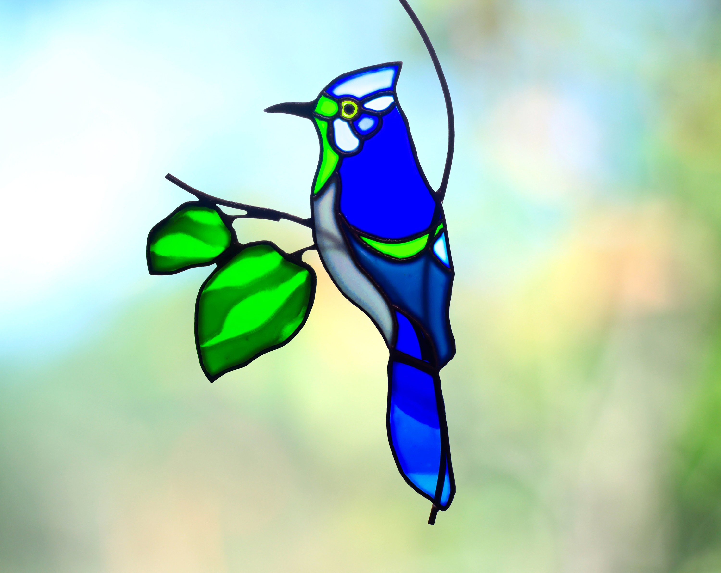 Blue Jay Stained Glass Bird Suncatchers for Windows Bird Etsy