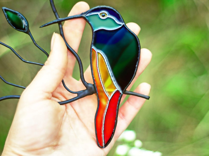 Hummingbird Stained Glass Window Hanging Hummingbird Etsy