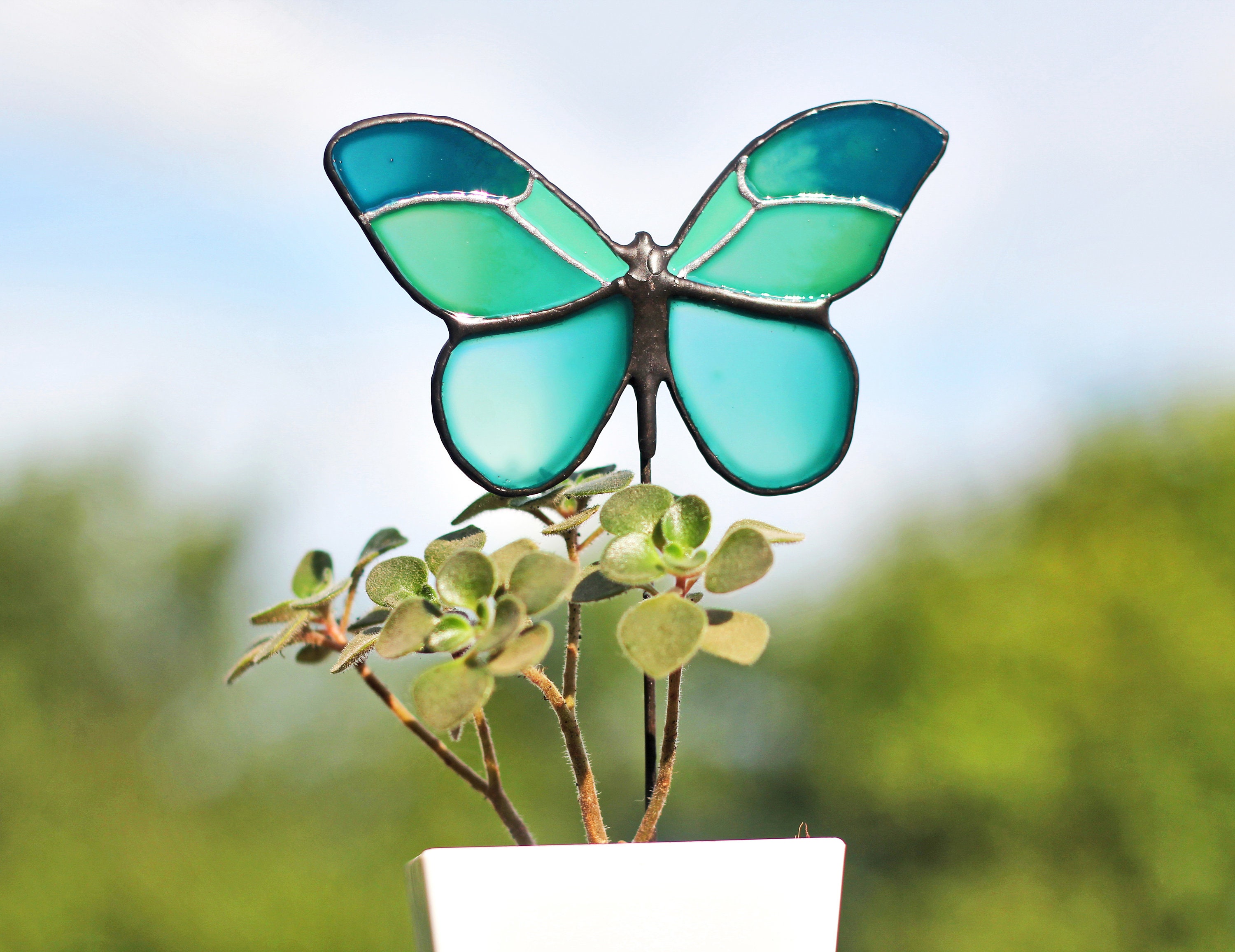 Butterfly Plant Stake Stained Glass Stake Suncatcher Stake Etsy