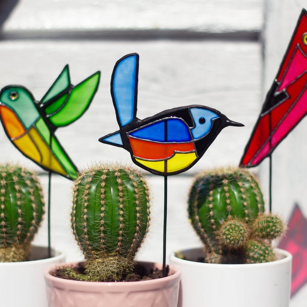 Stained Bird Plant Stake Etsy
