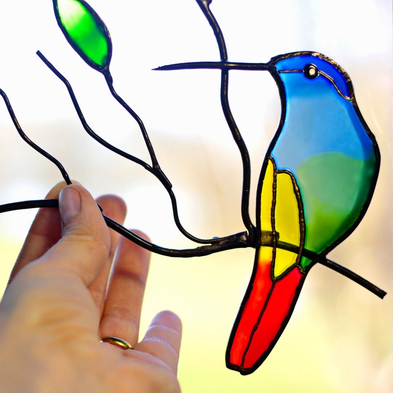 Stained glass hummingbird suncatcher window hangings Etsy