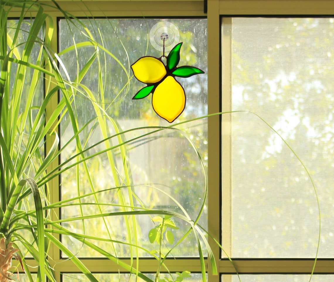 Lemon stained glass Lemon suncatcher Window hangings Lemon Etsy