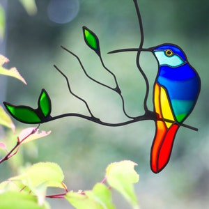 Stained glass hummingbird suncatcher Mothers day gifts for mom Hummingbird gift for grandma Stained glass bird suncatchers for windows