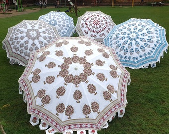 Hand Block Print Lot Of 5 pc Set Block print Umbrella 72''Sun Shade Beach Umbrella,Beautiful Unique Design Outdoor Decor Parasols Umbrellas