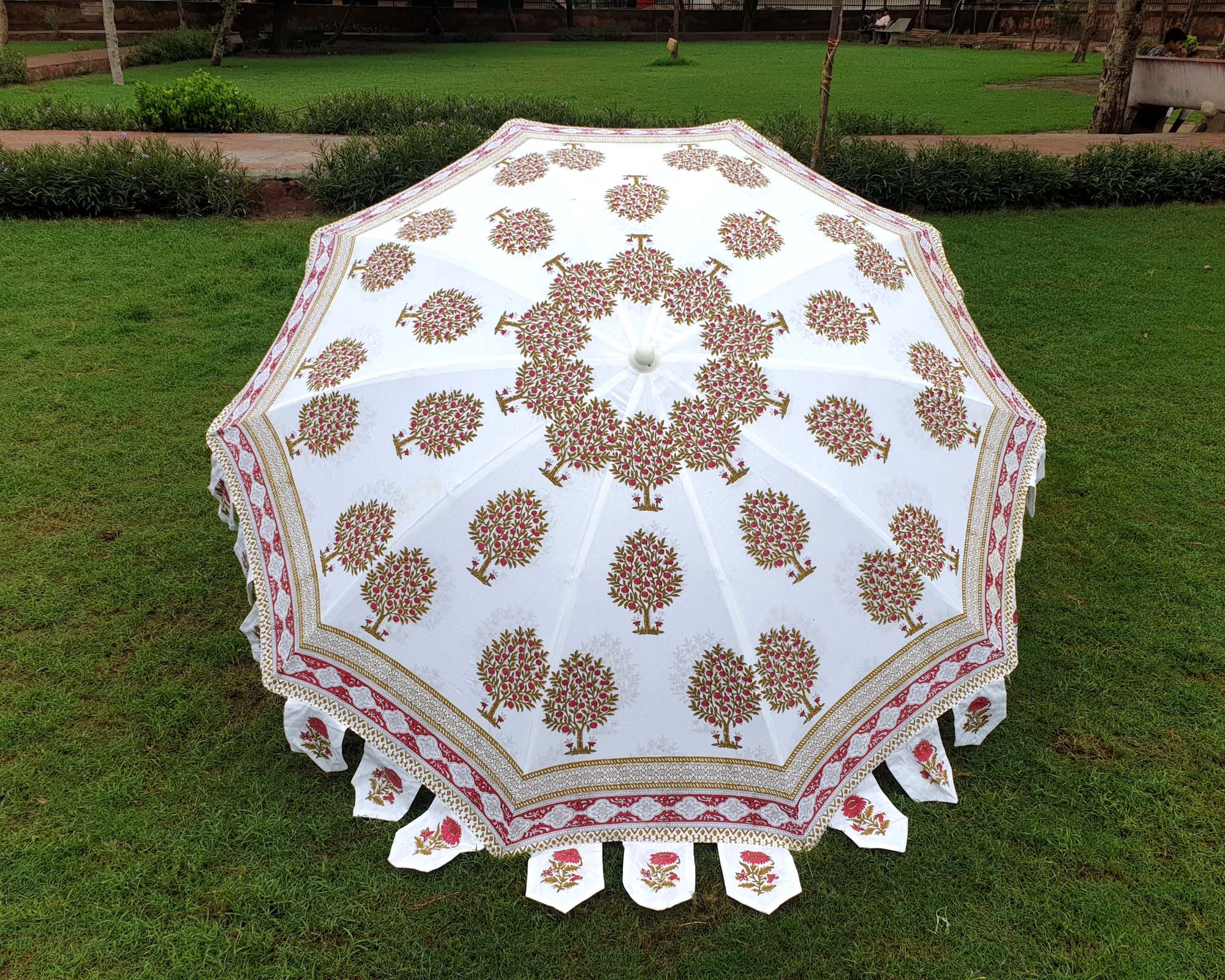 online cheapest on sale ‼️ Big Garden Indian Parasol White & Pink Block