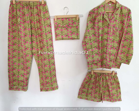 Buy AariKaari Women Floral Printed Cotton Trendy Night Suit (Blue, Large)  at Amazon.in