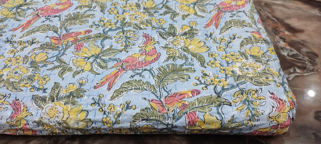 Sophia-Art Kantha Quilt Indigo Überwurf Bettwäsche Druck Queen Decke