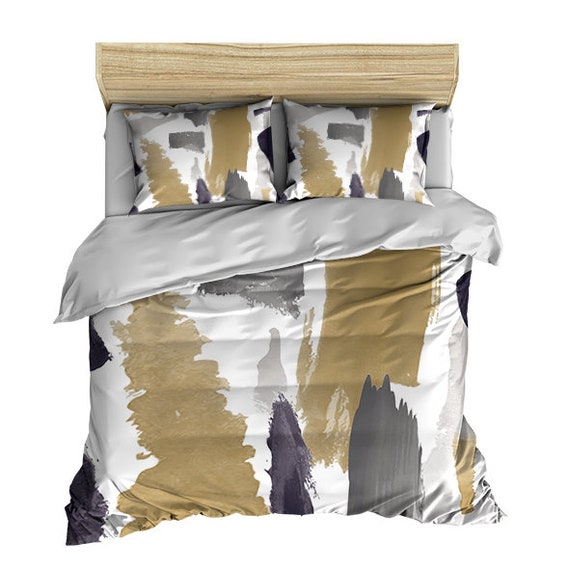 Grey Brown Black Abstract Bedding, Abstract Duvet Covers