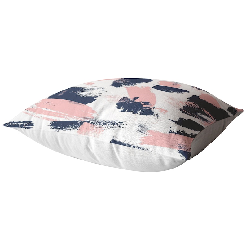 Navy Blue Pink Brushes Abstract Pillow Throw Cushion Cover Case Home Decor