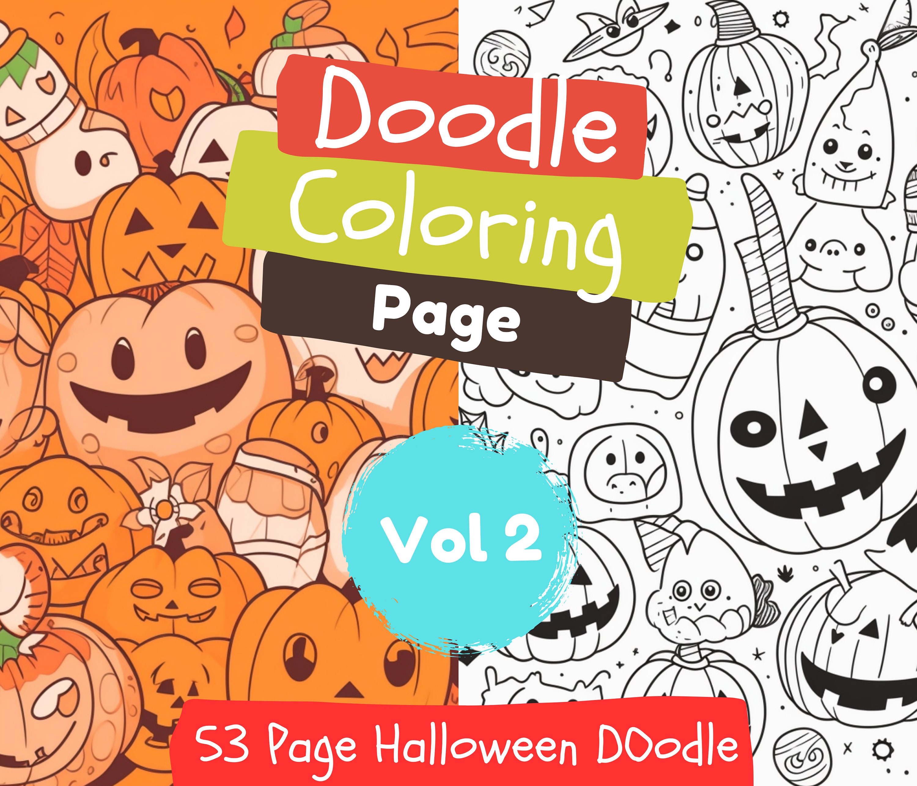 53 Printable Halloween Doodle Coloring Pages, Holiday Coloring Page ...