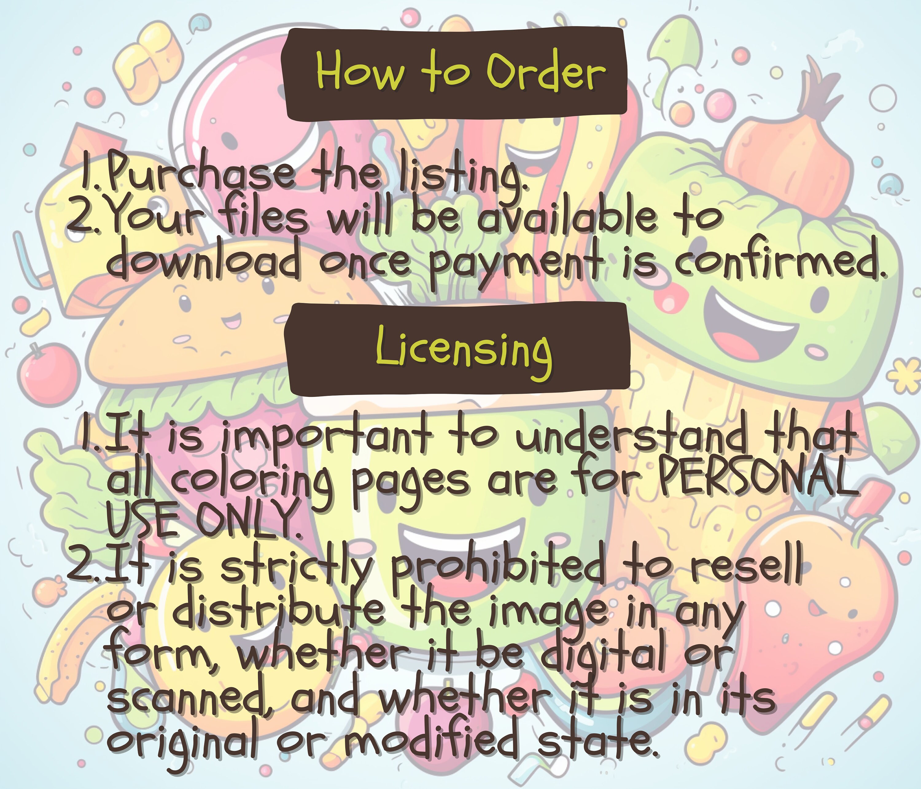 51 Food Doodle Cute Coloring Pages for Kids, Printable Coloring Pages