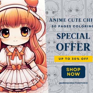 50 Pages Anime Chibi Cute Kawaii Girls Manga Fantasy Coloring Pages for Children & Adults, Digital Coloring, Instant Download, Printable PDF