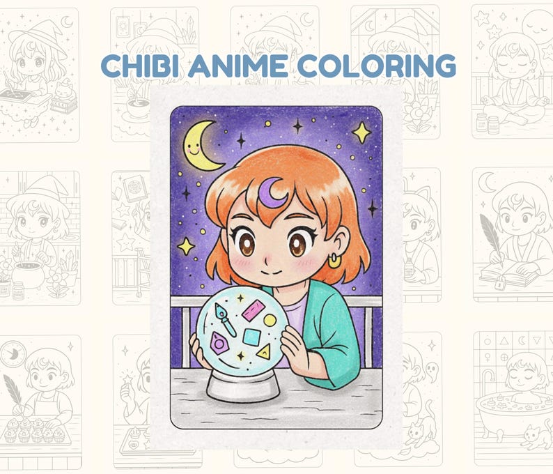Relieved Chibi 15 Anime Chibi Girls Coloring Pages: Cozy Mystical Kawaii Art ...