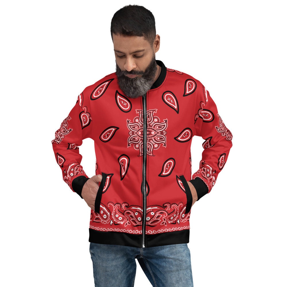 Red bandana bomber jacket clearance