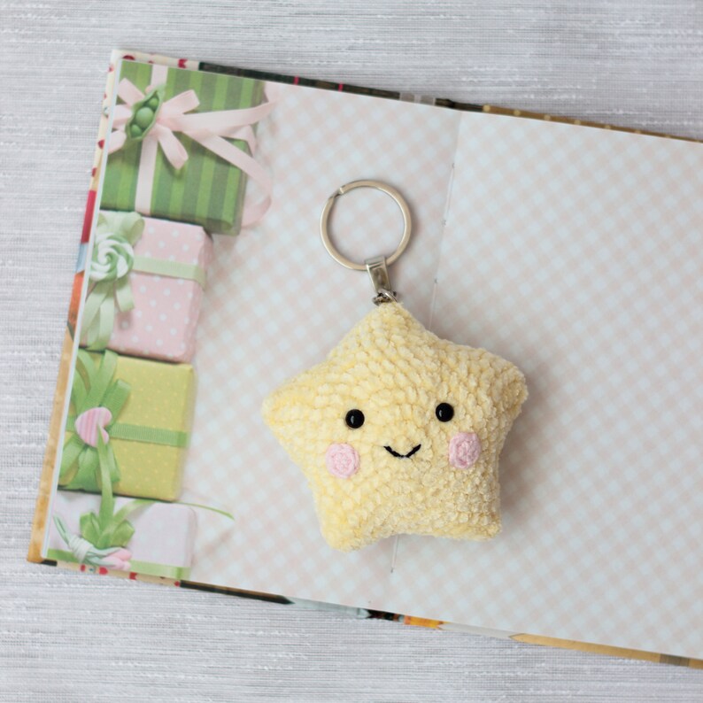 Kawaii cute star plush keychain Crochet star keyring Etsy
