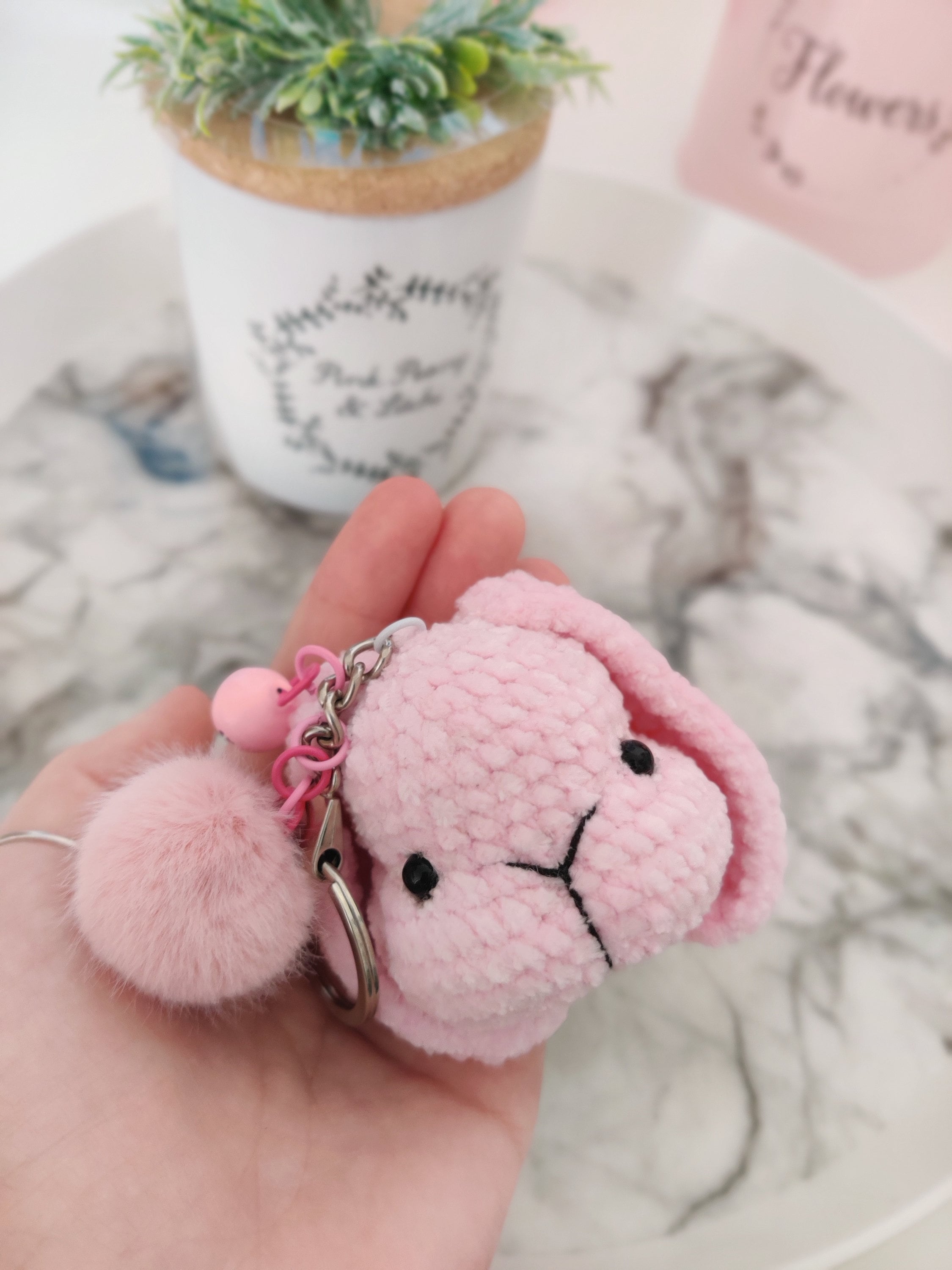 Kawaii plush cute bunny keychain Pink Easter bunnycharm gift Etsy