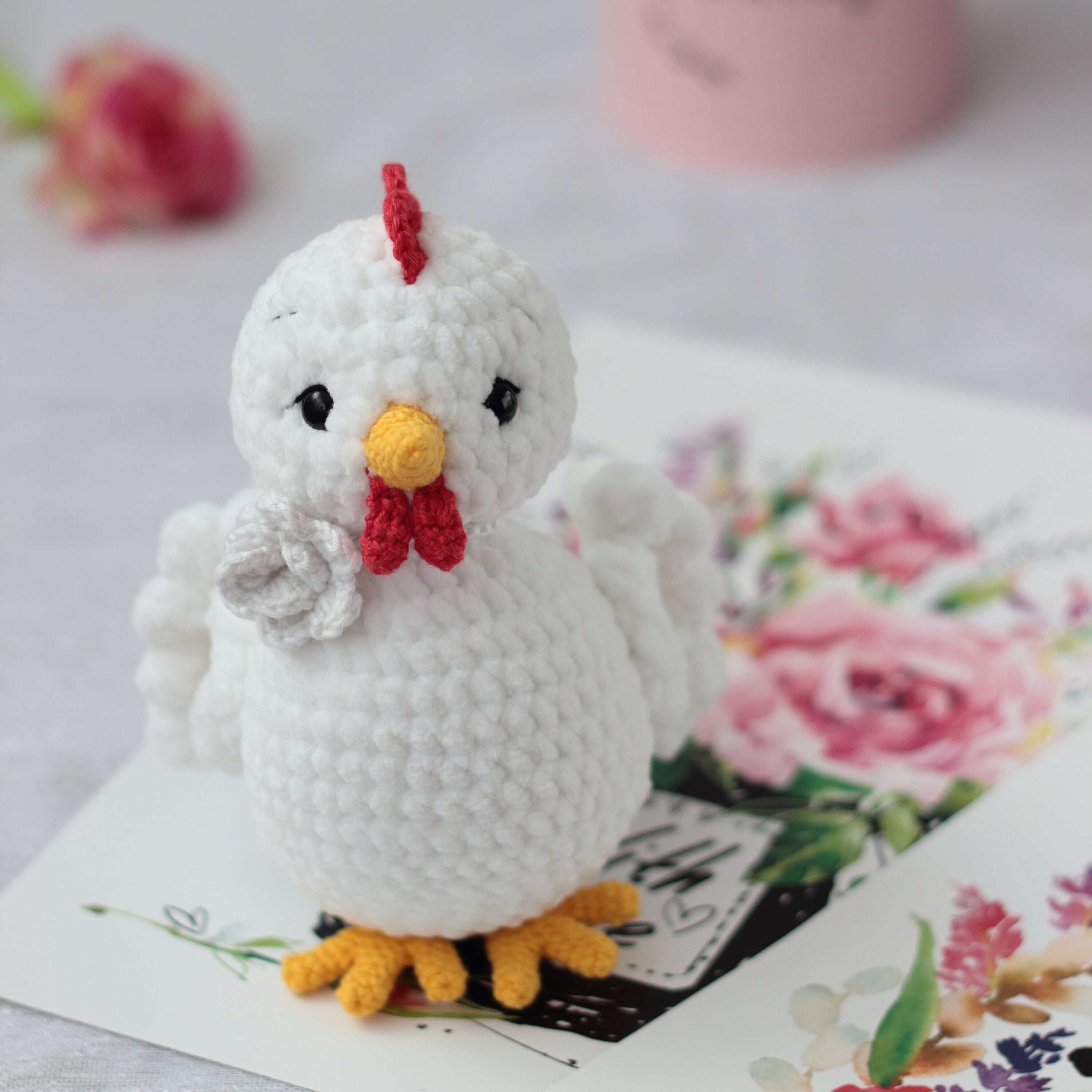 Chicken plush toy stuffed animal Cute white stuffed bird Etsy