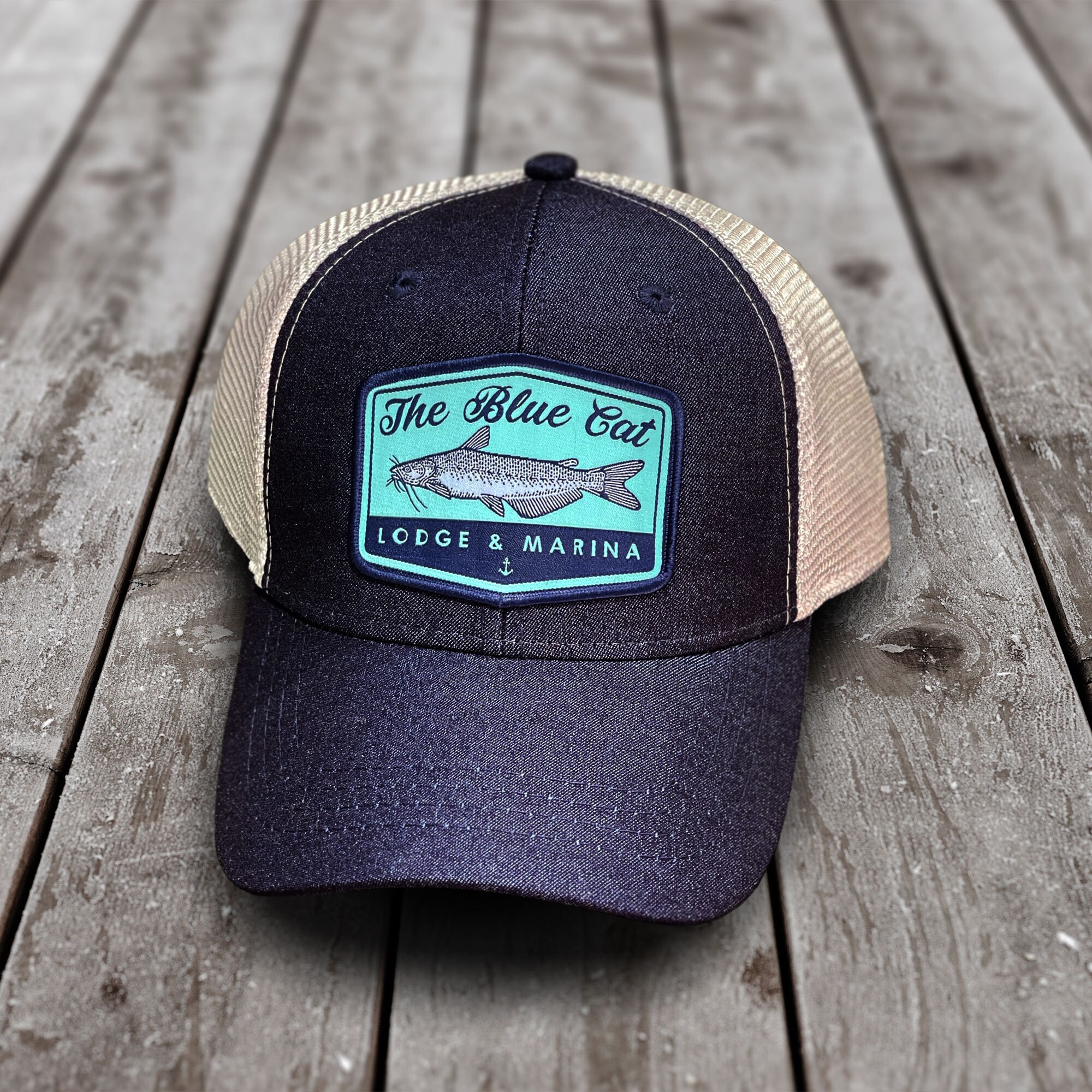 Ozark Blue Cat Trucker Hat With Custom 