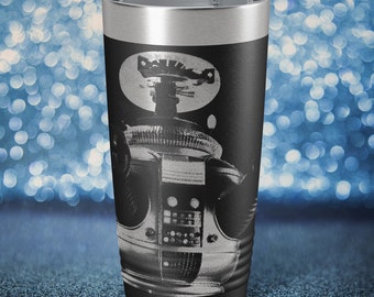 Original, B-9 Lost in Space Robot - Laser Etched Insulated Stainless Steel Tumbler - 12 Colors & 3 Sizes Available