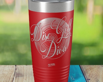 Disc Golf Diva - Laser Etched Insulated Stainless Steel Tumbler - 12 Colors & 3 Sizes Available