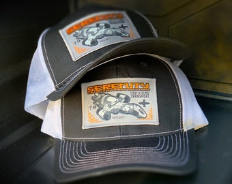 Firefly, Serenity Discrete Shipping - SnapBack Trucker Hat with Custom Woven Patch