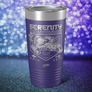 Serenity Shipping - Laser Etched Insulated Stainless Steel Tumbler - 12 Colors & 3 Sizes Available